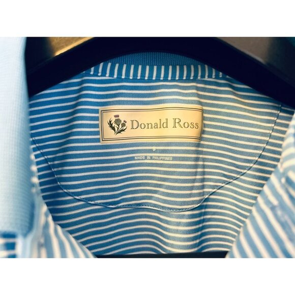 DONALD ROSS Golf Polo Shirt Light Blue Stripes Size Small - Picture 4 of 8